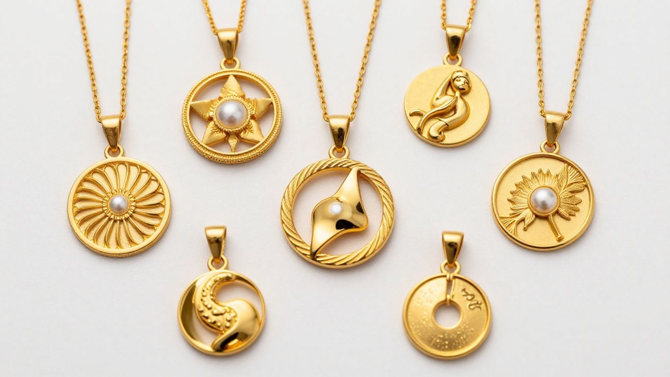 Elegant gold pendants for women with modern designs.
