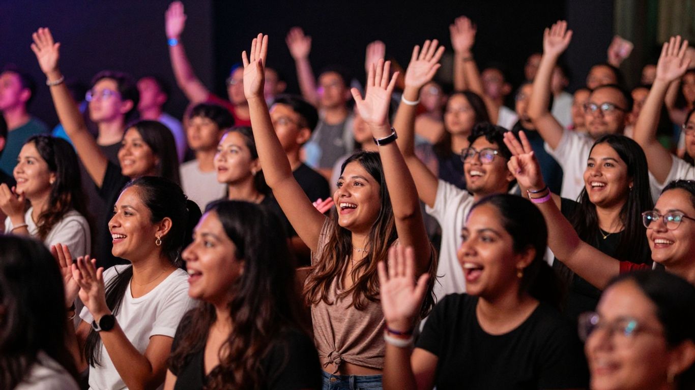 Audience Engagement Platform. Engaged audience at a lively special event.