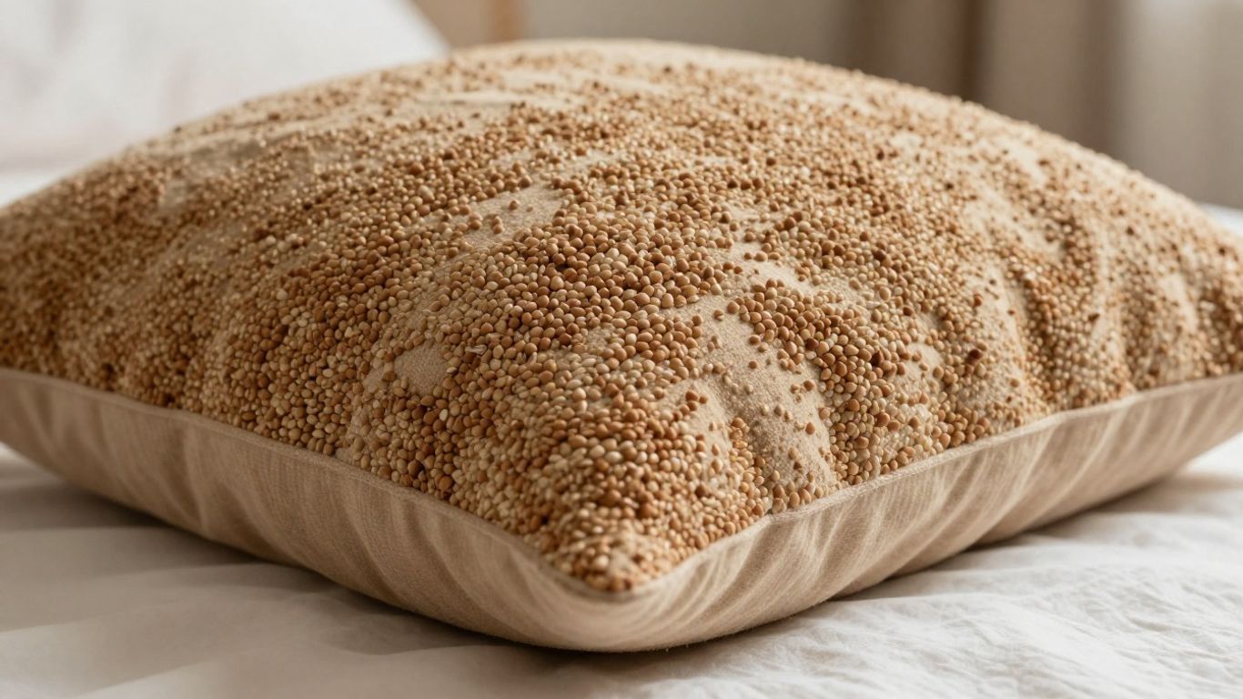 Hullo buckwheat pillow with visible hulls