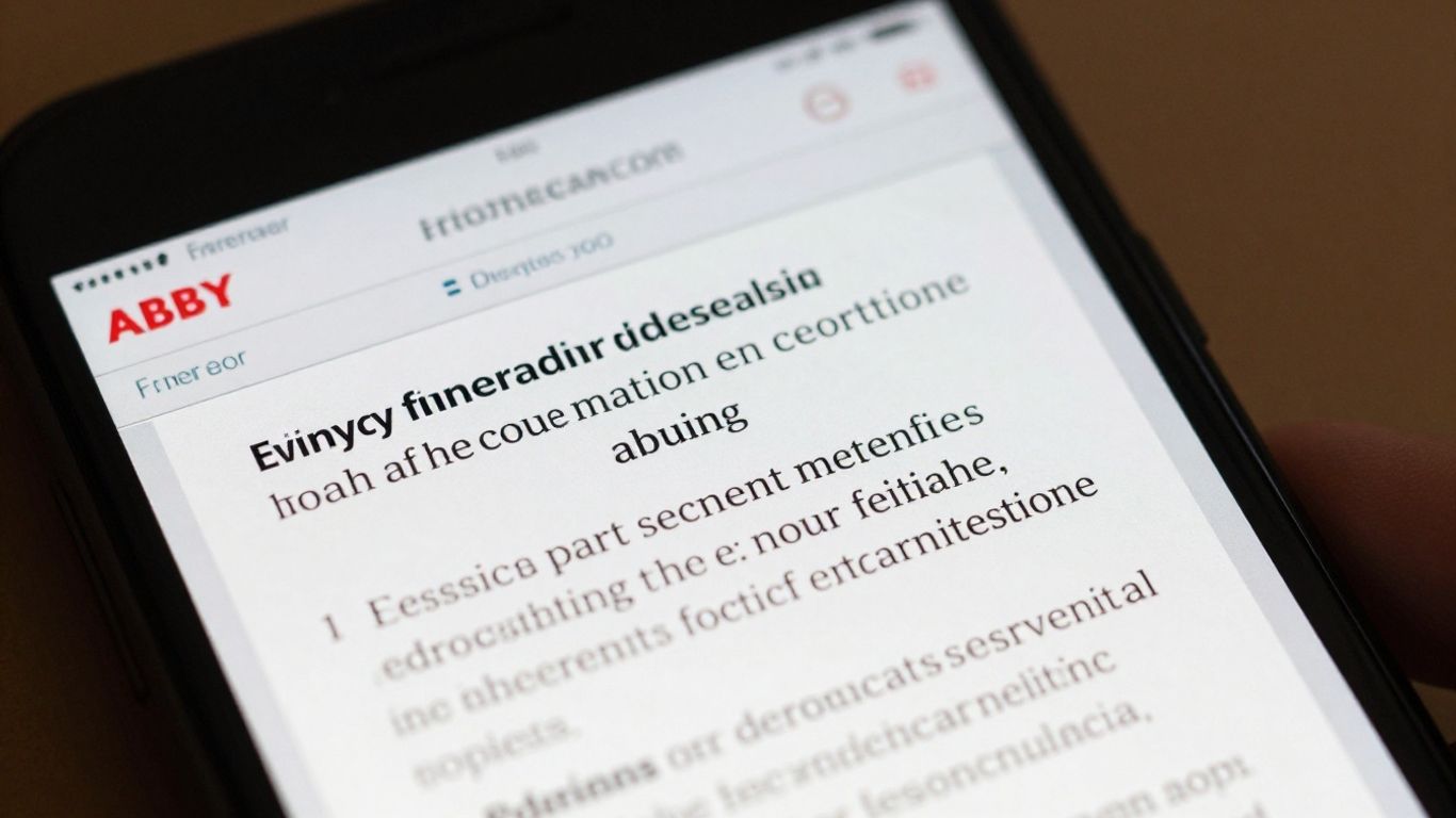 ABBYY FineReader app interface on a smartphone screen.