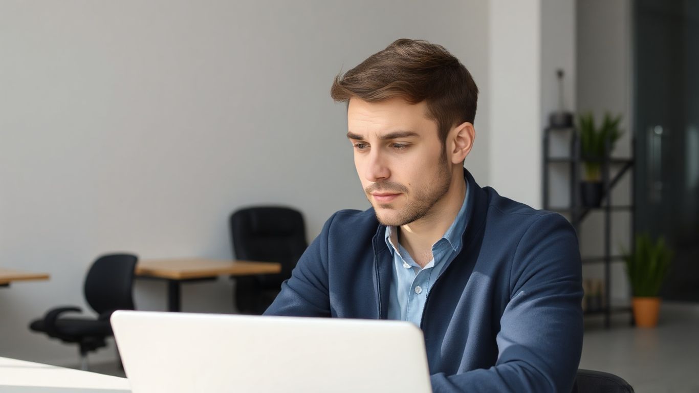 Mann im Büro denkt nach