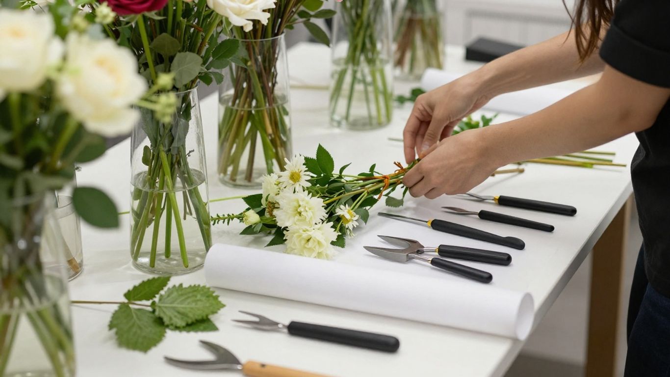 Fresh flowers arranged for quick delivery