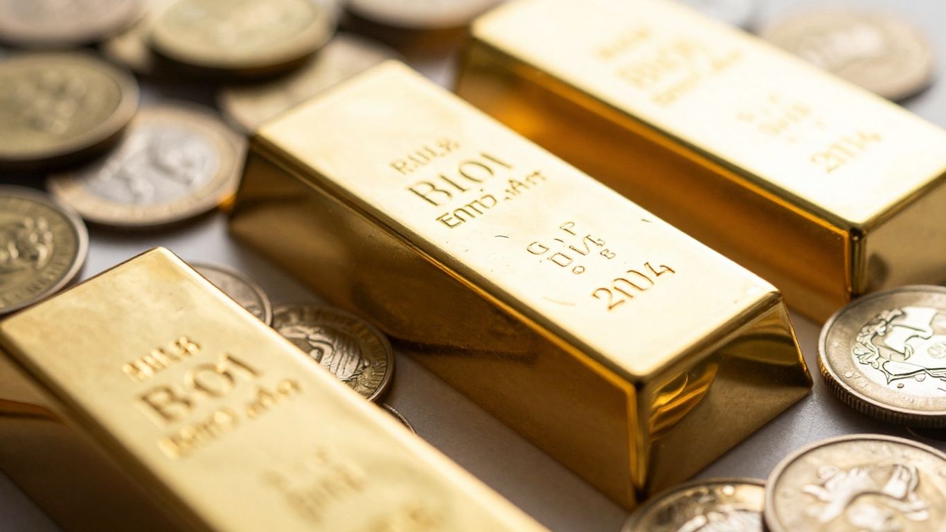 Lingots et pièces d'or brillants