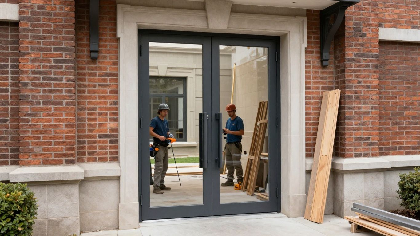 Automatic door installation in an old building.