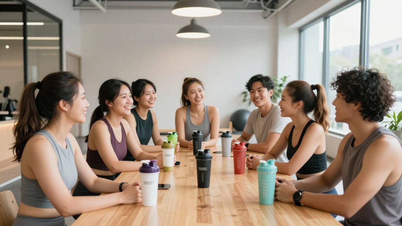 People using Herbalife products in a fitness studio