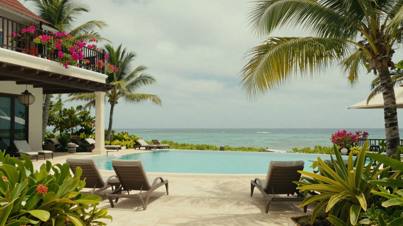 Sunlit Caribbean resort during shoulder season