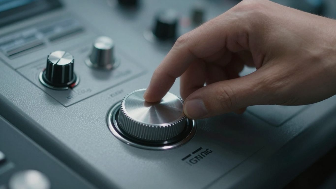Hand adjusting a dial on a control panel
