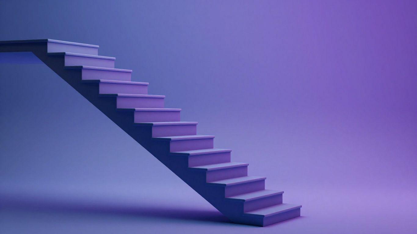 Ascending ladder with distinct steps against a gradient background.