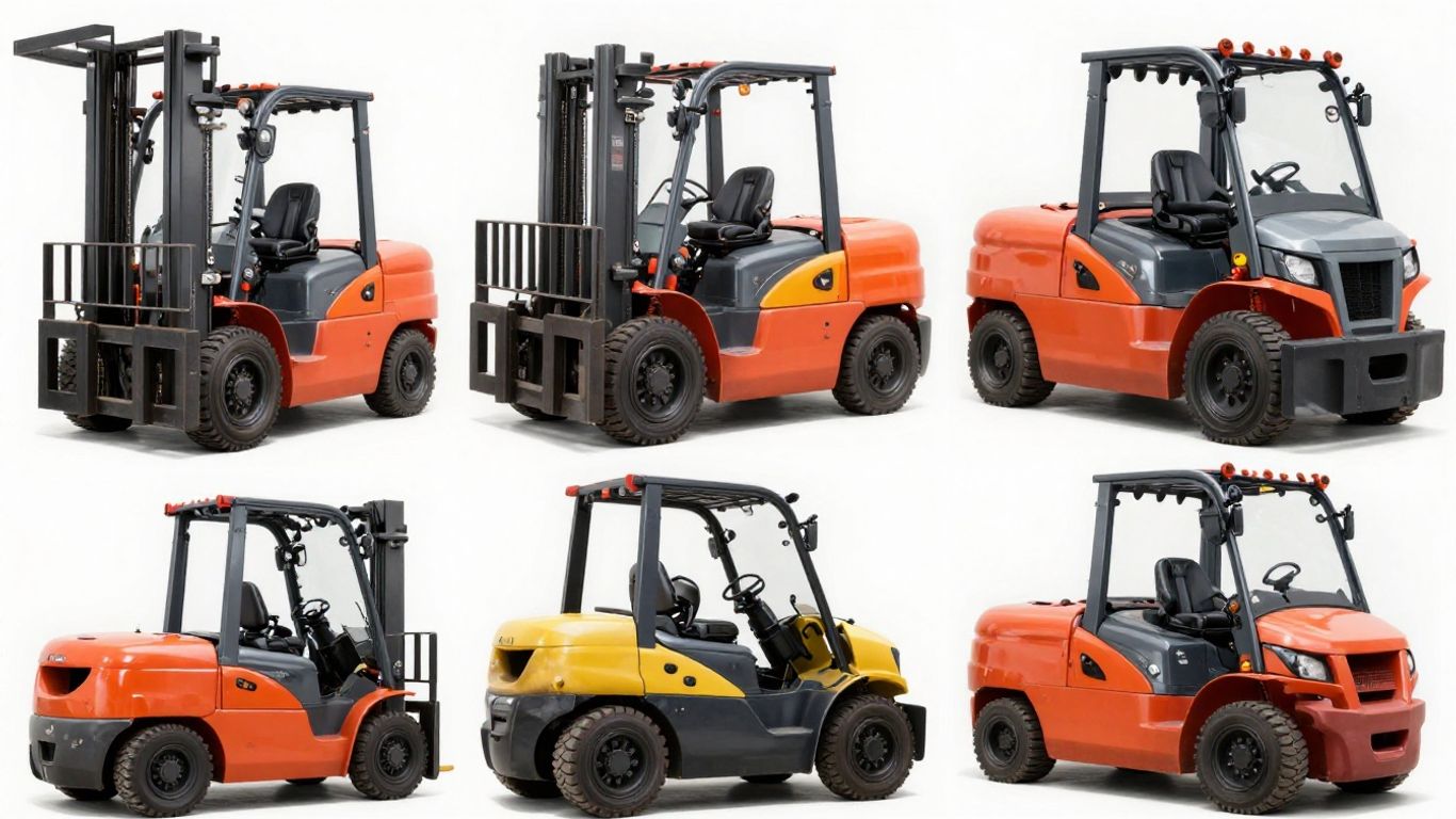 รถโฟล์คลิฟท์หลากหลายชนิดในคลังสินค้า
