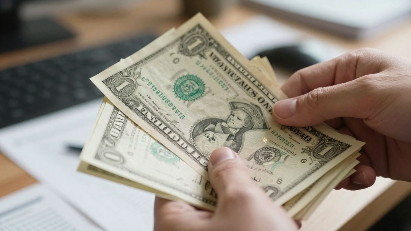 Hand holding money, trading success