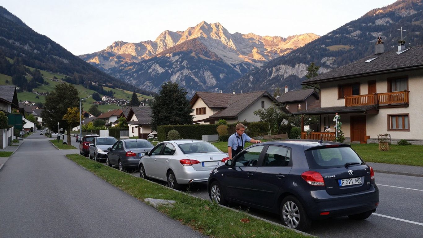 Gebrauchtwagen auf Schweizer Parkplatz