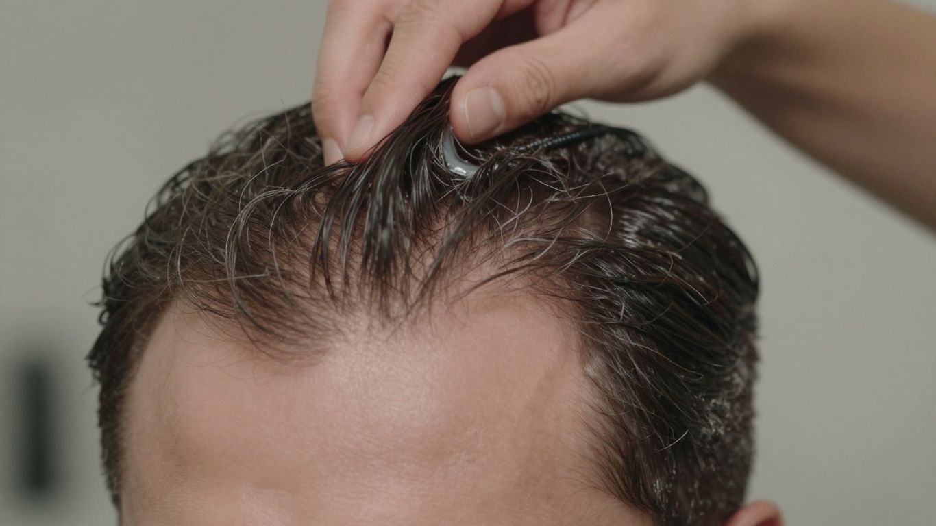 Man applying hair gel to his hair.