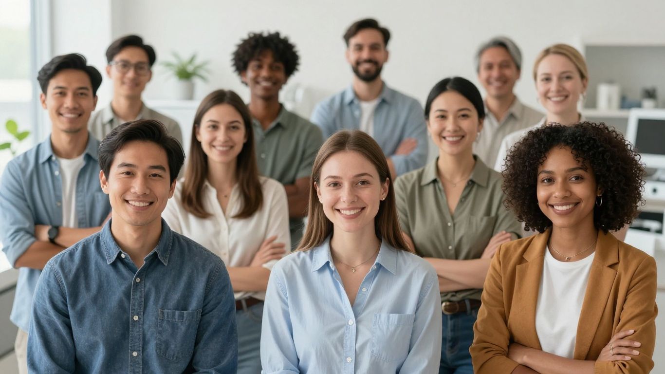 Diverse American people in a modern aesthetic clinic.