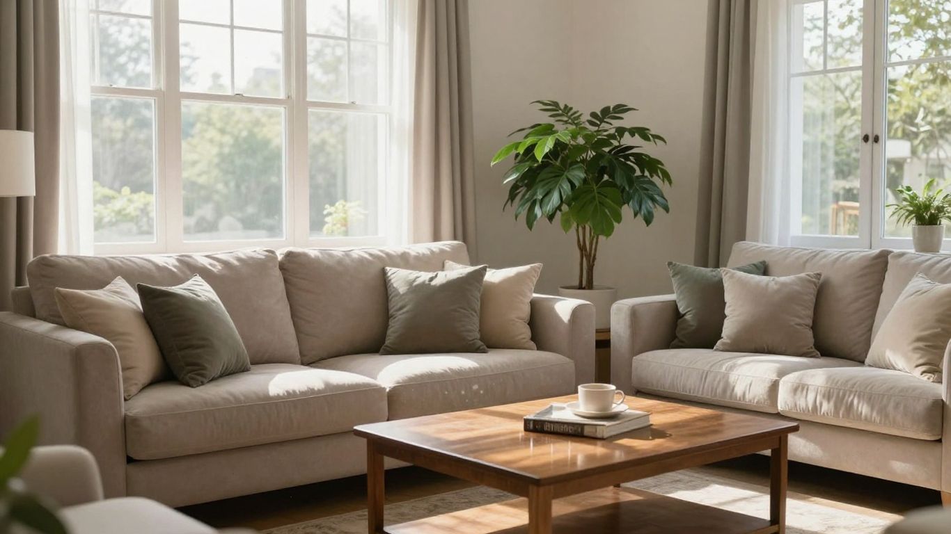 Sparkling clean living room with sunlight and neat decor.
