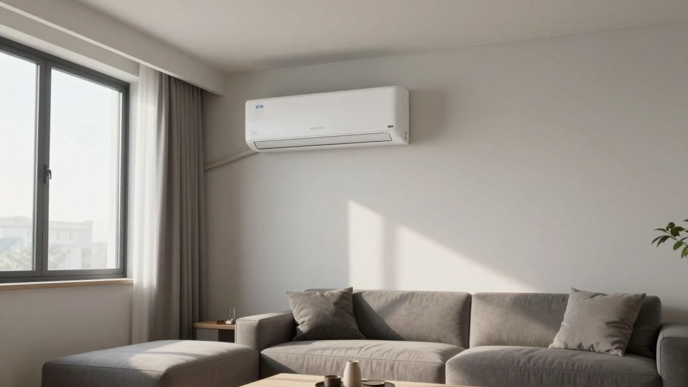 Climatisation murale dans un salon moderne.