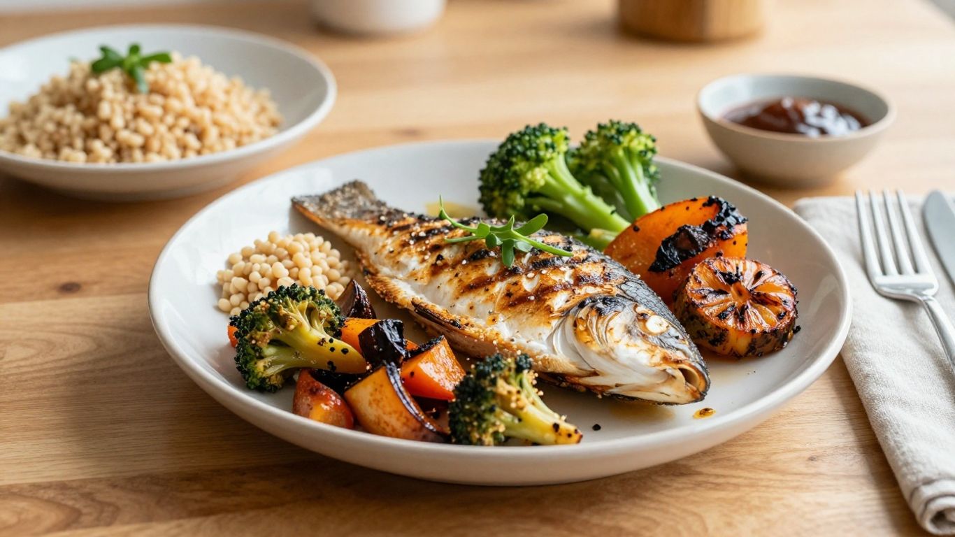 Assiette colorée et repas équilibré