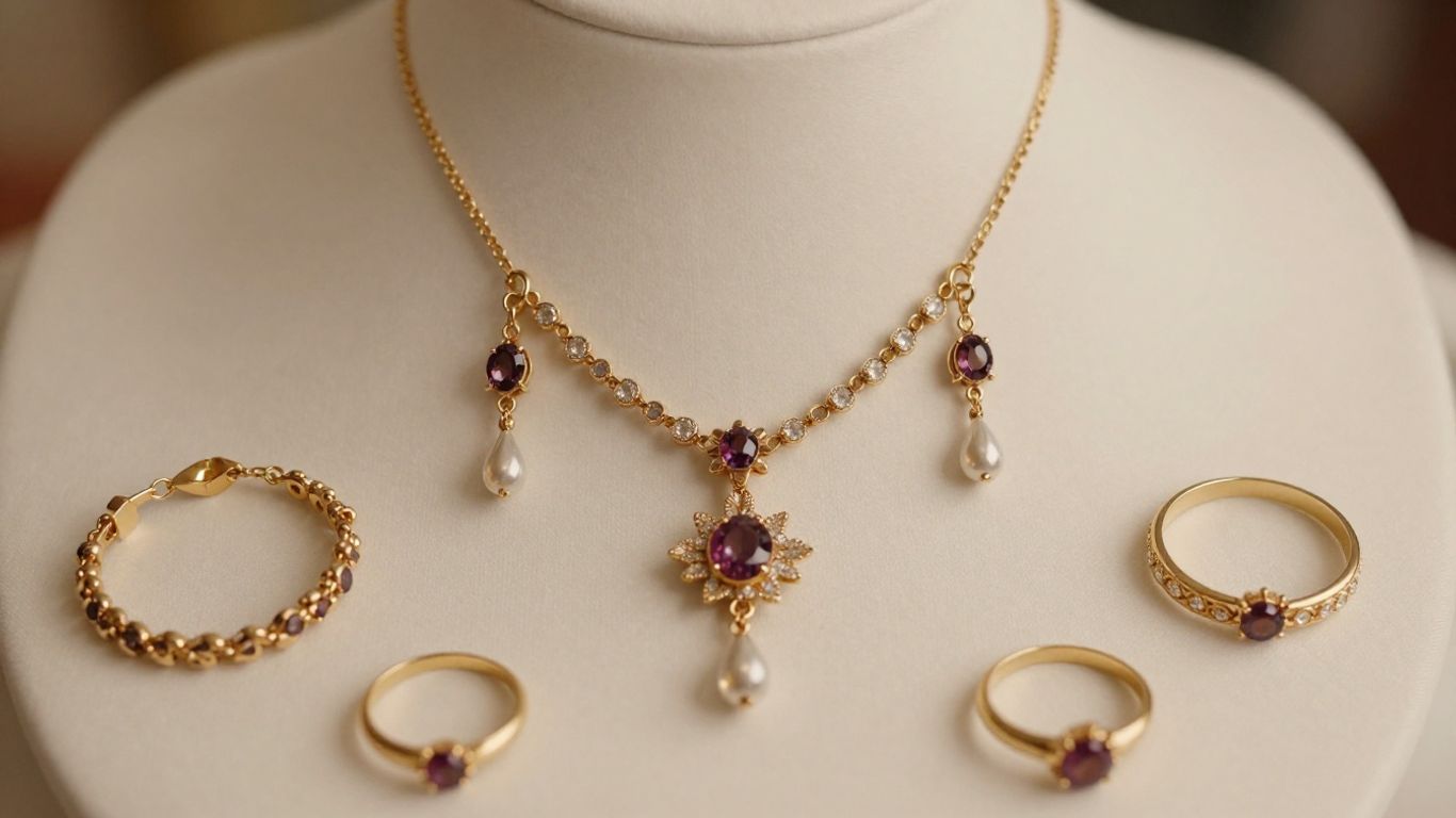 Cohesive bridal jewellery set on silk fabric