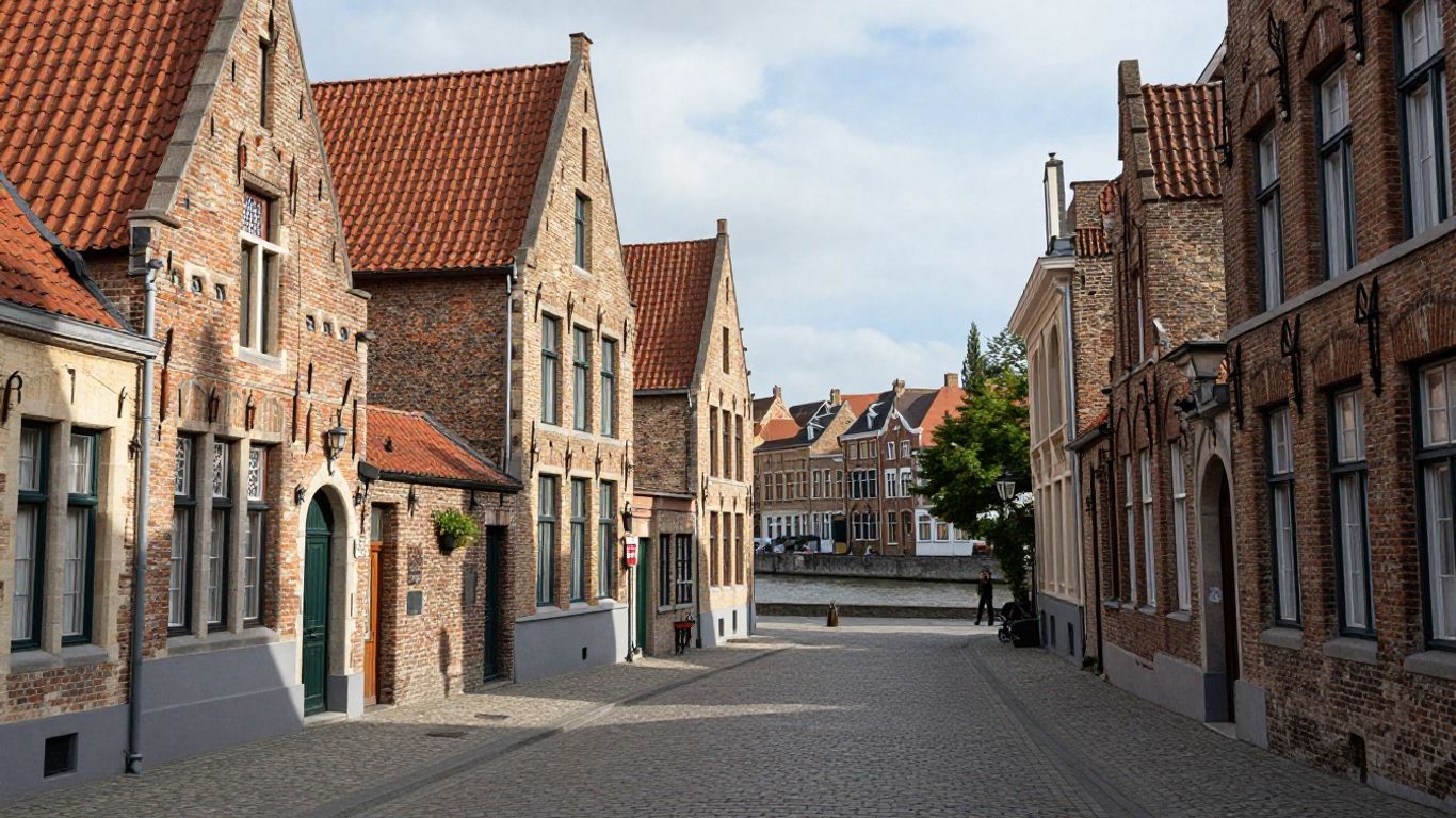Historische straat in Maastricht met oude gebouwen en kasseien.