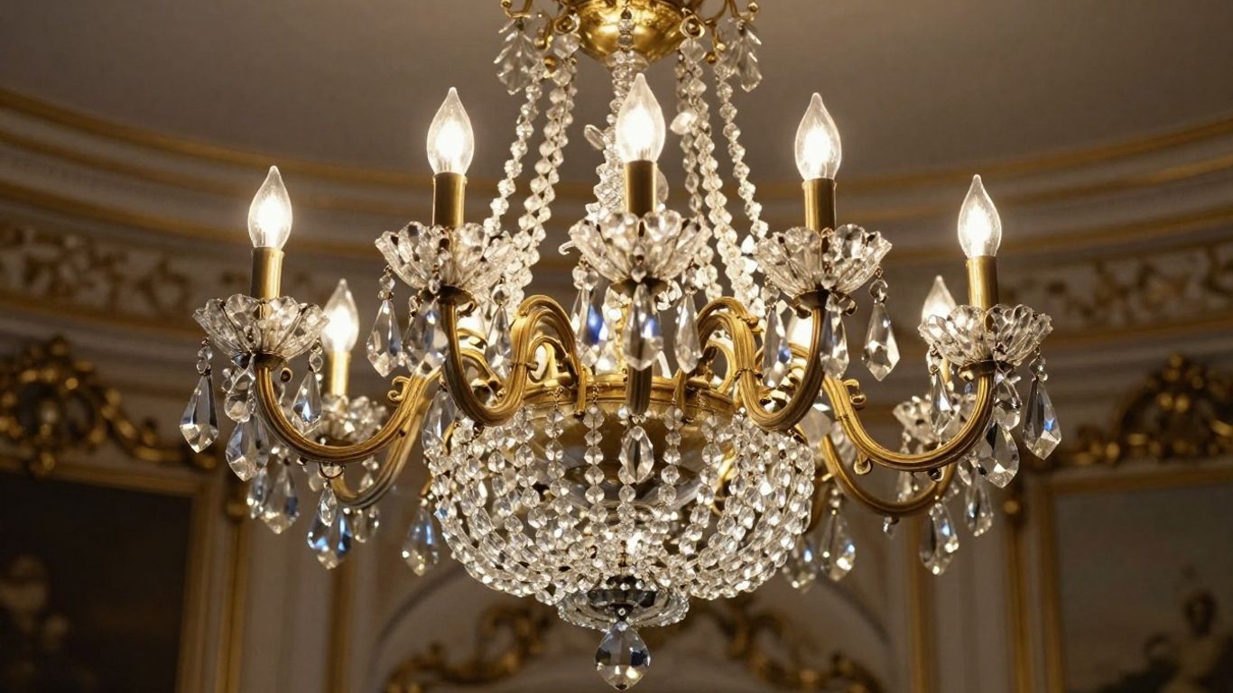 Elegant French antique chandelier with crystal and metal details.