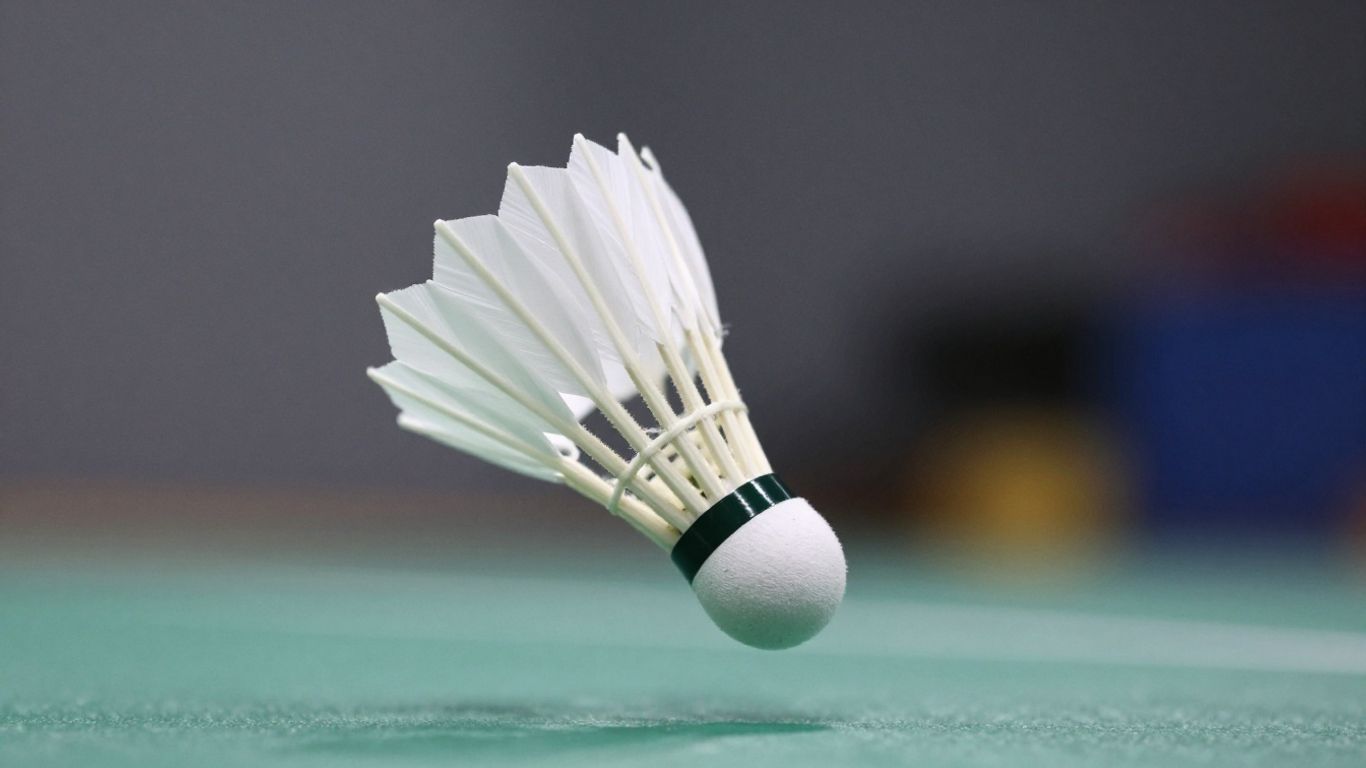 Badminton shuttlecock in flight