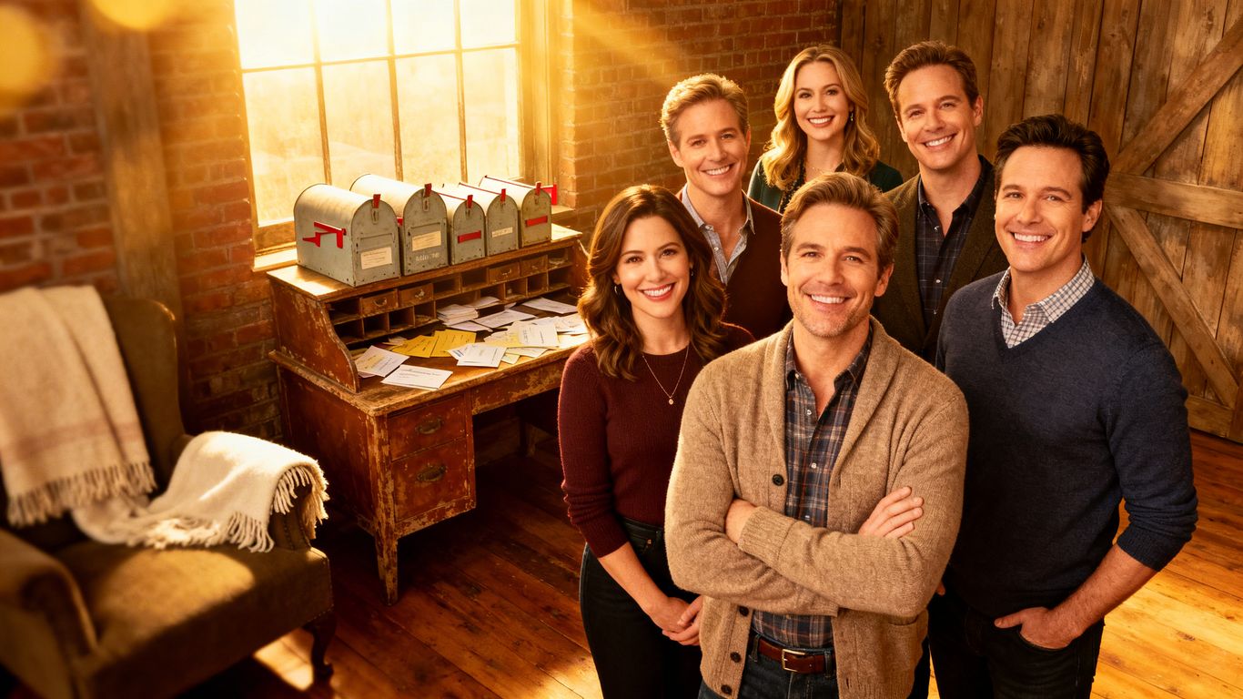 Cast of Signed, Sealed, Delivered series smiling together.