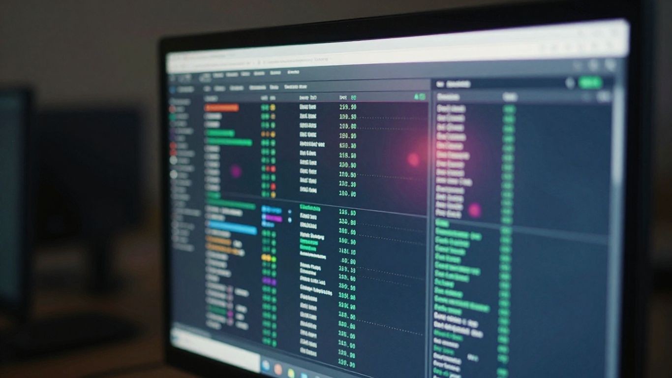 Trading platform on a computer screen