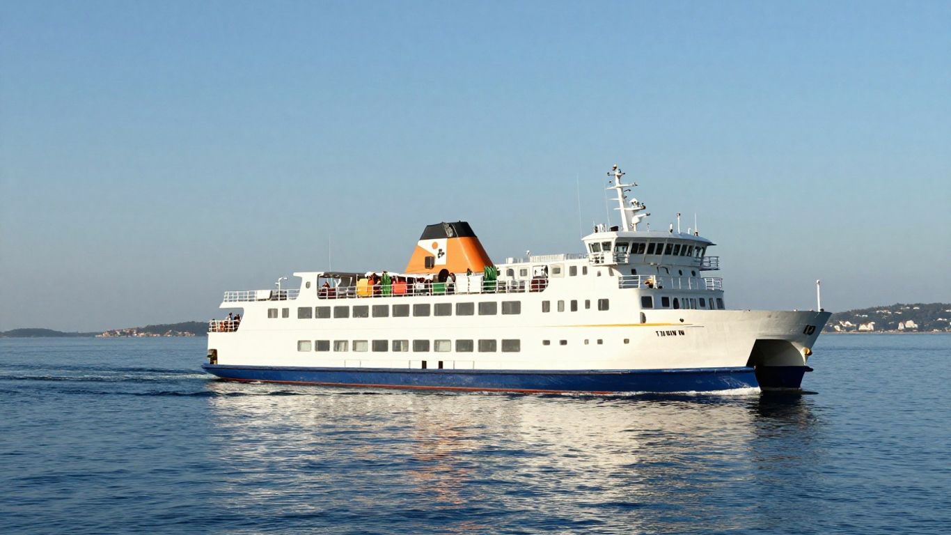 Ferry sailing from Jersey to St Malo.