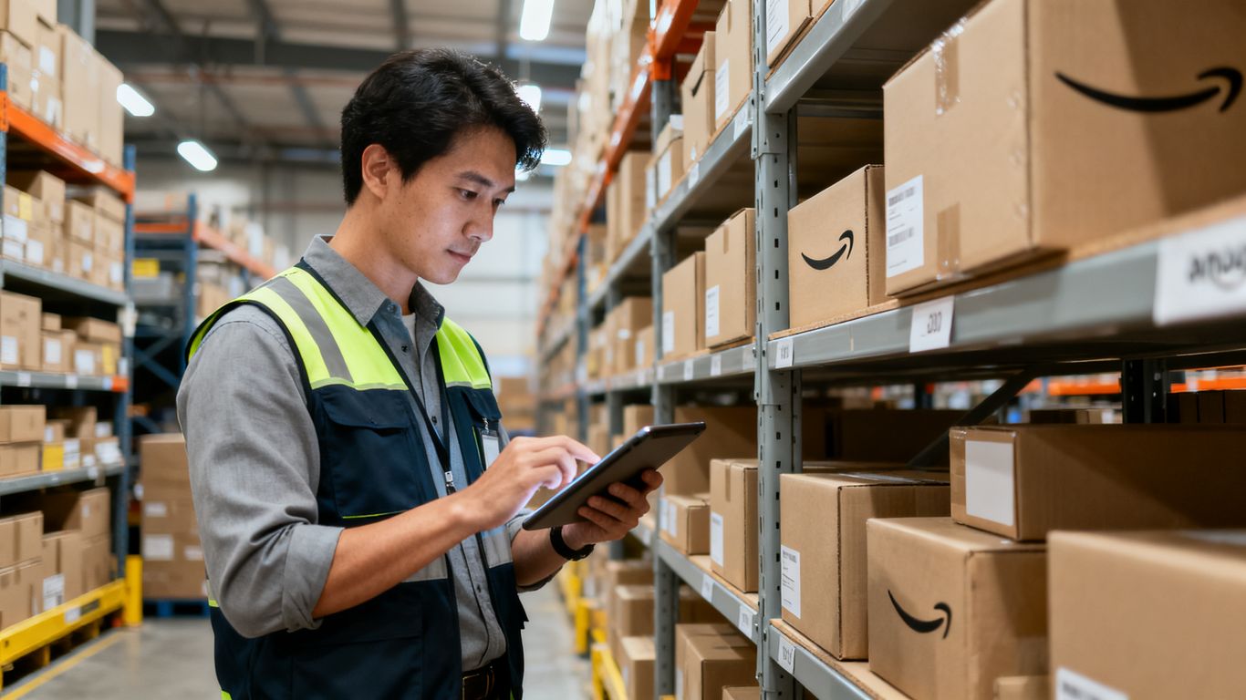 Amazon seller checking stock levels and listing health