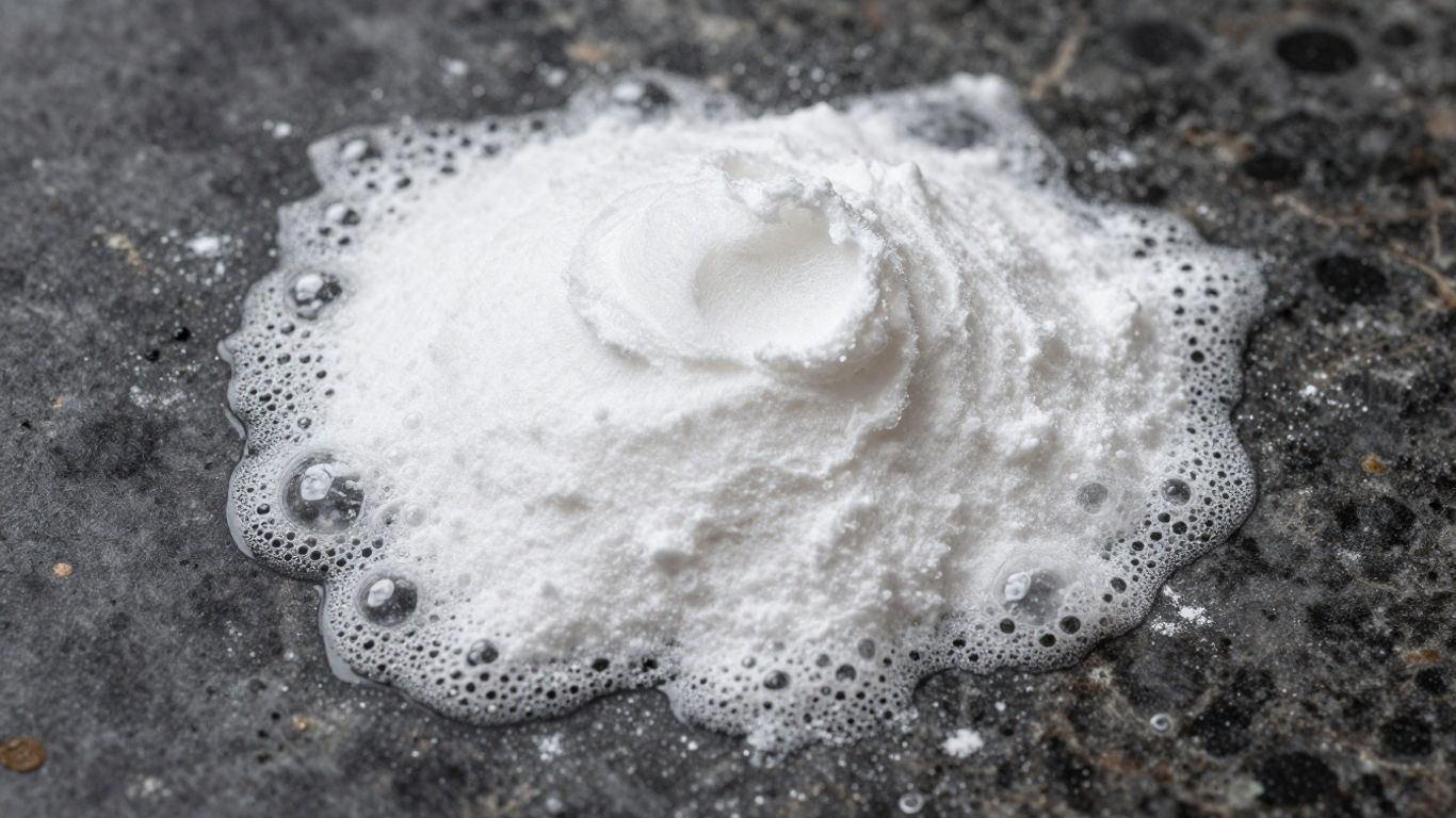Baking soda and vinegar paste cleaning mold.