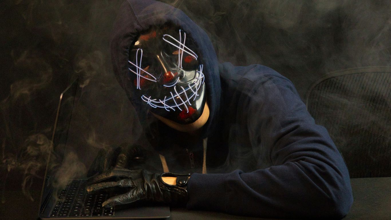 a man wearing a mask