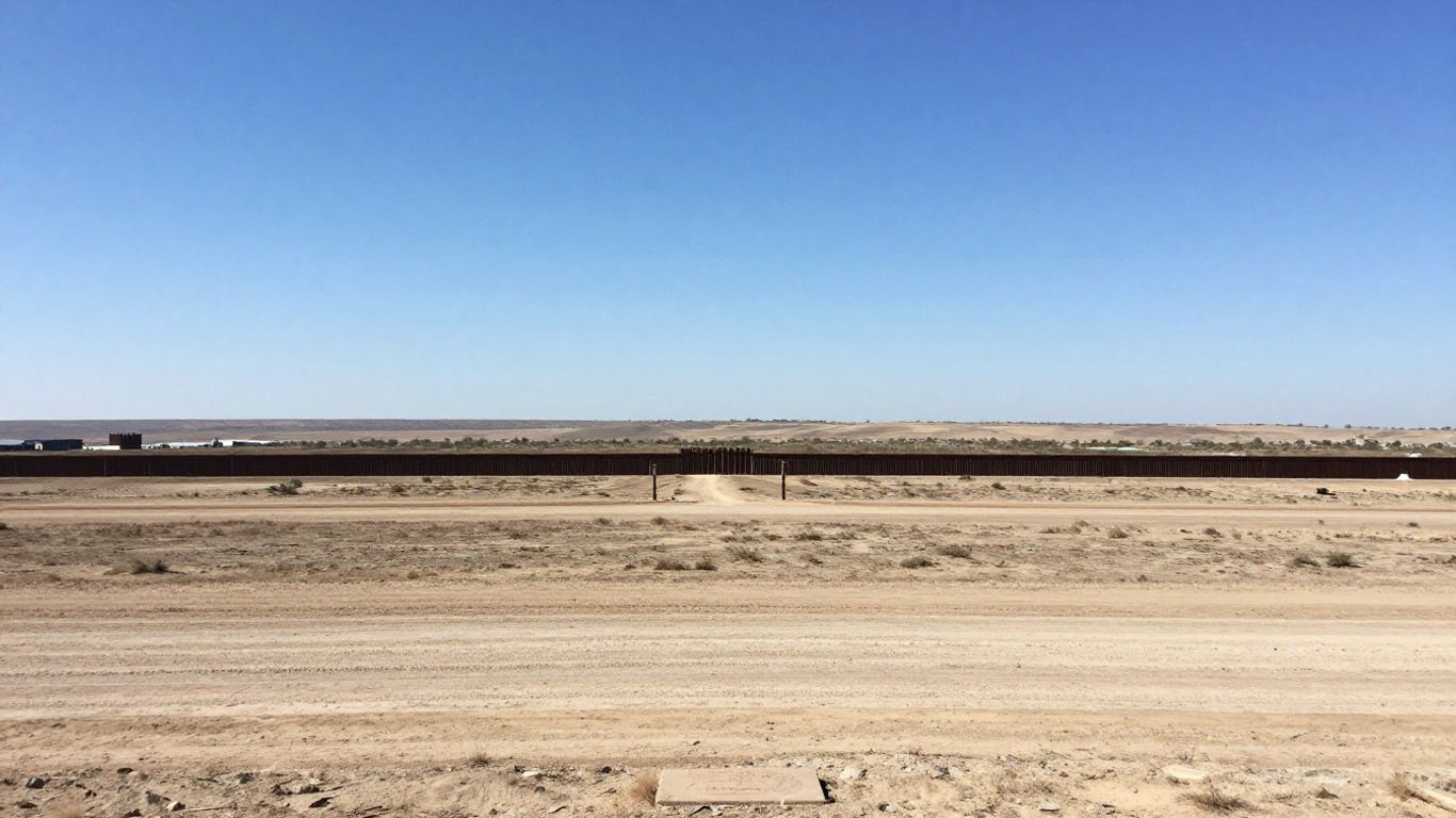 Frontera entre Estados Unidos y México, paisaje árido.