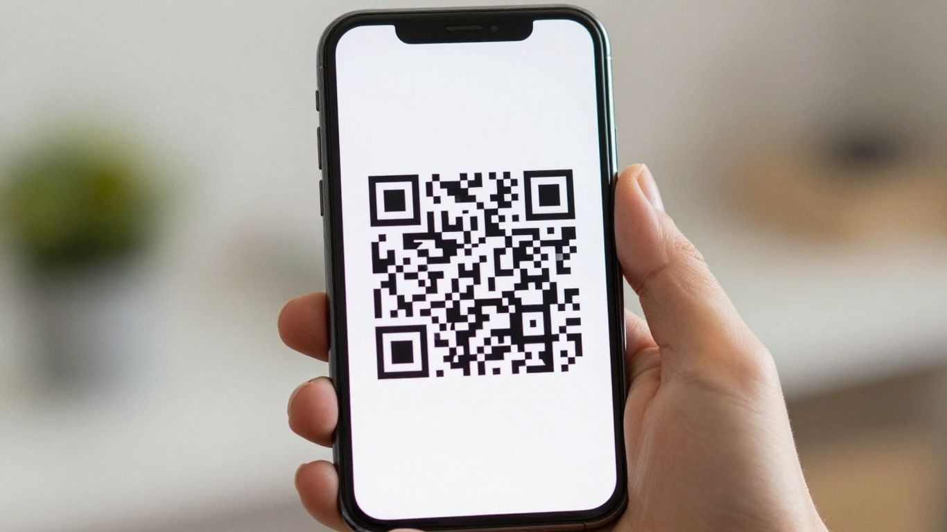 Phone scanning a QR code.