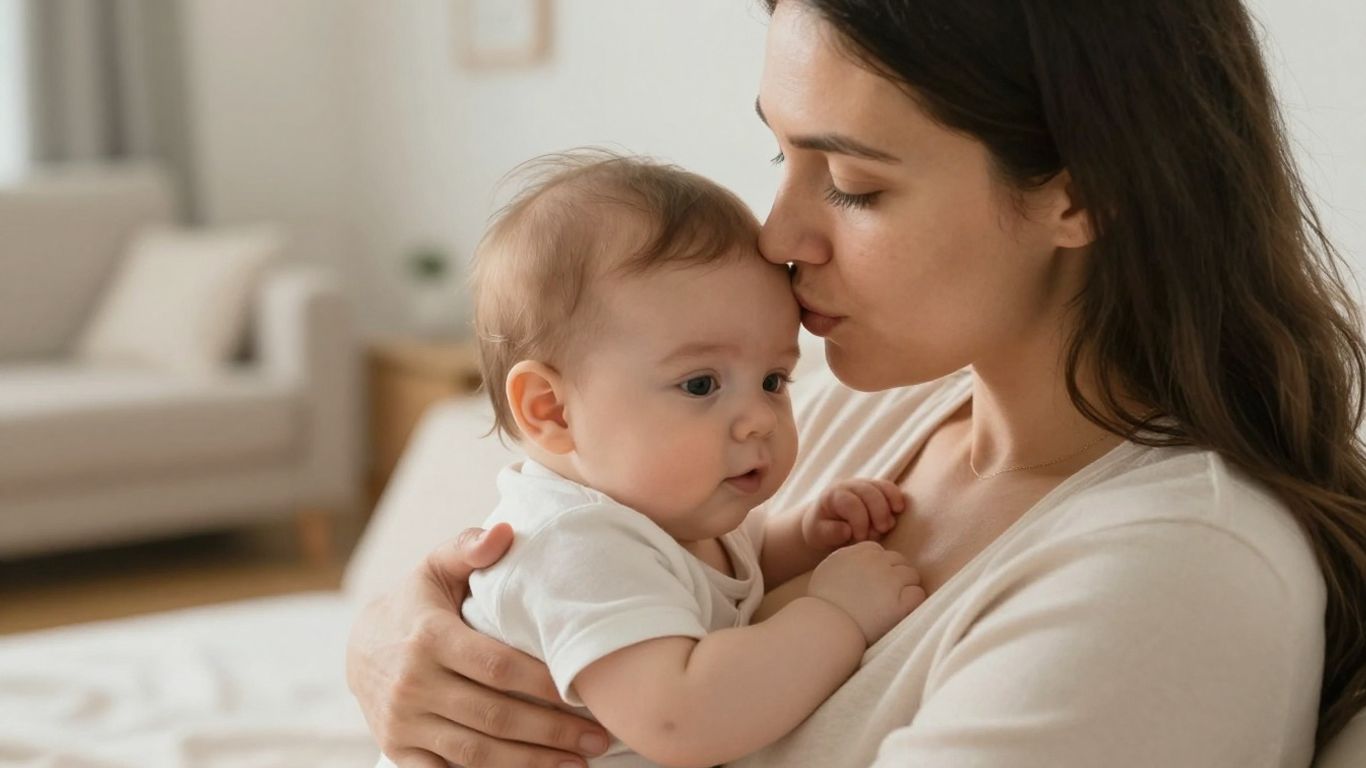 Madre amamantando a su bebé con amor y ternura.
