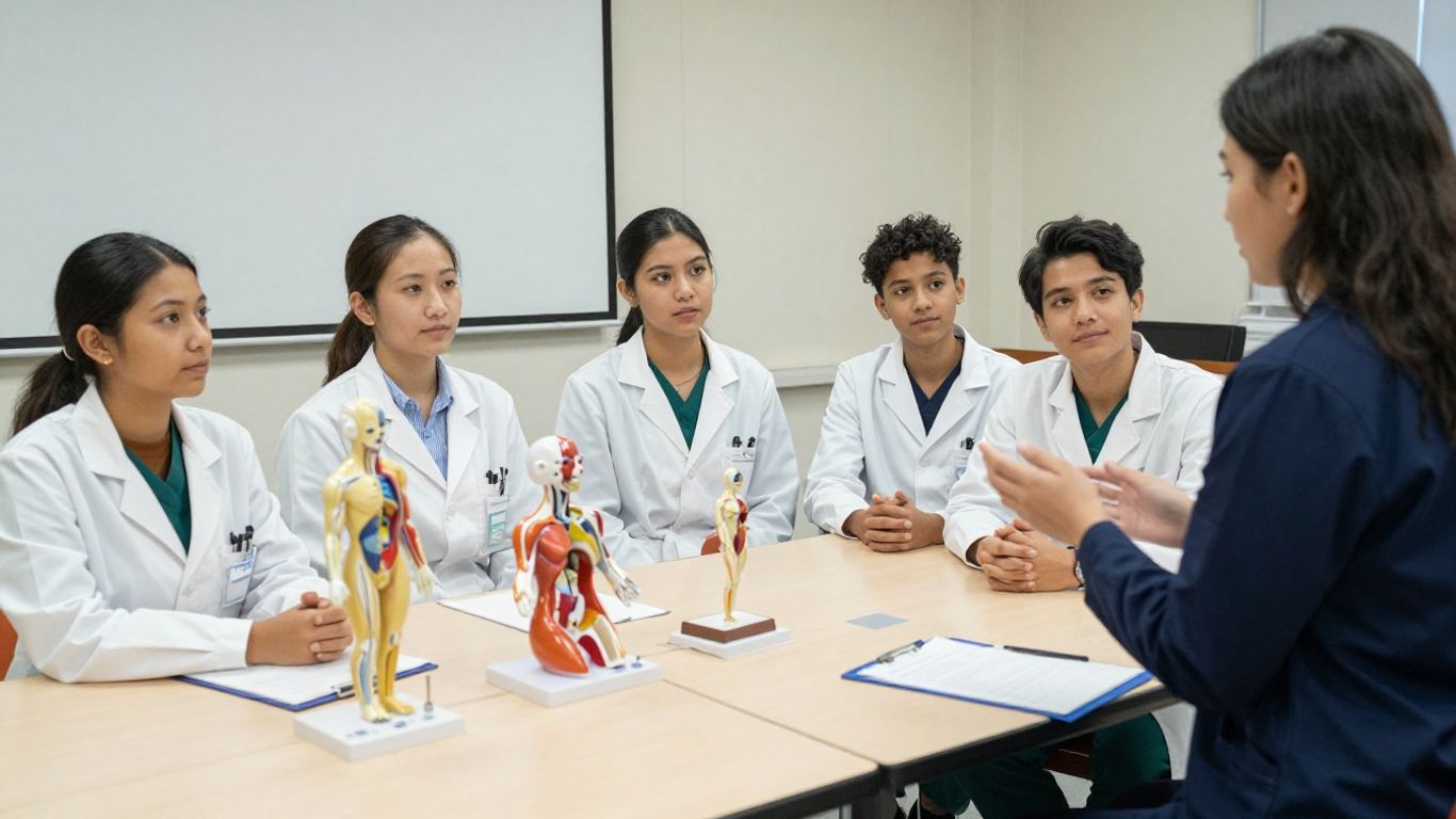 Healthcare trainees in a classroom