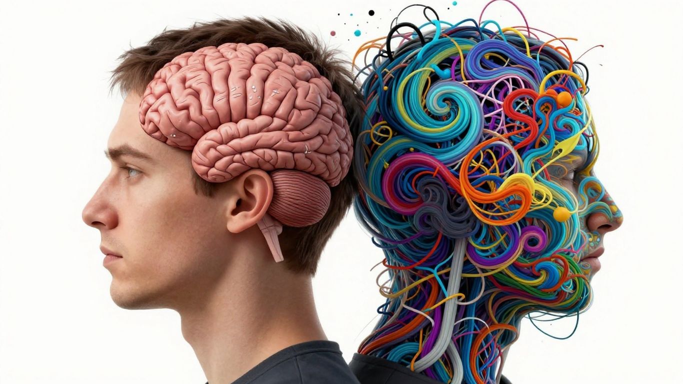 Brain split showing focus versus chaos.