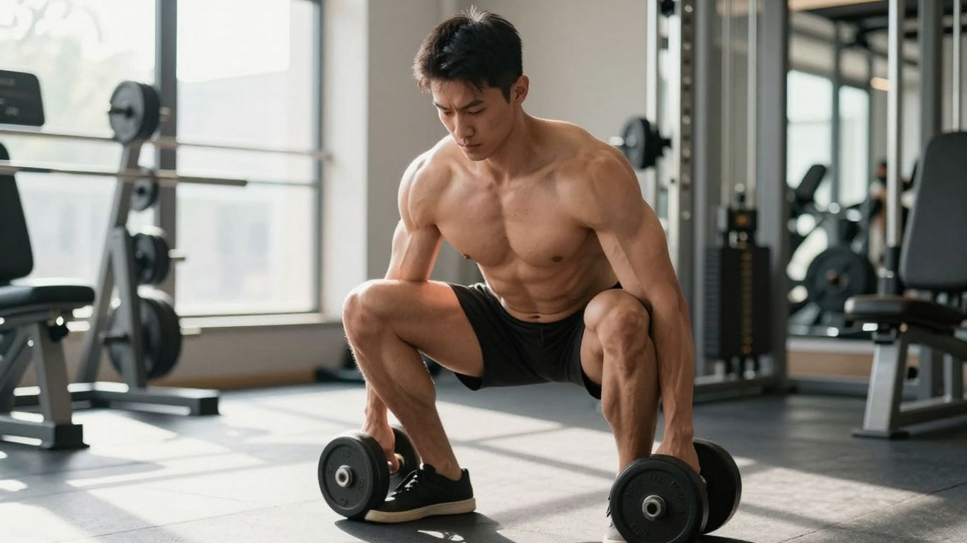 Person doing dumbbell exercises for full body workout.