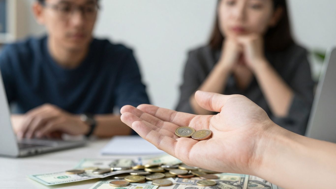 Persona recibiendo ayuda financiera.
