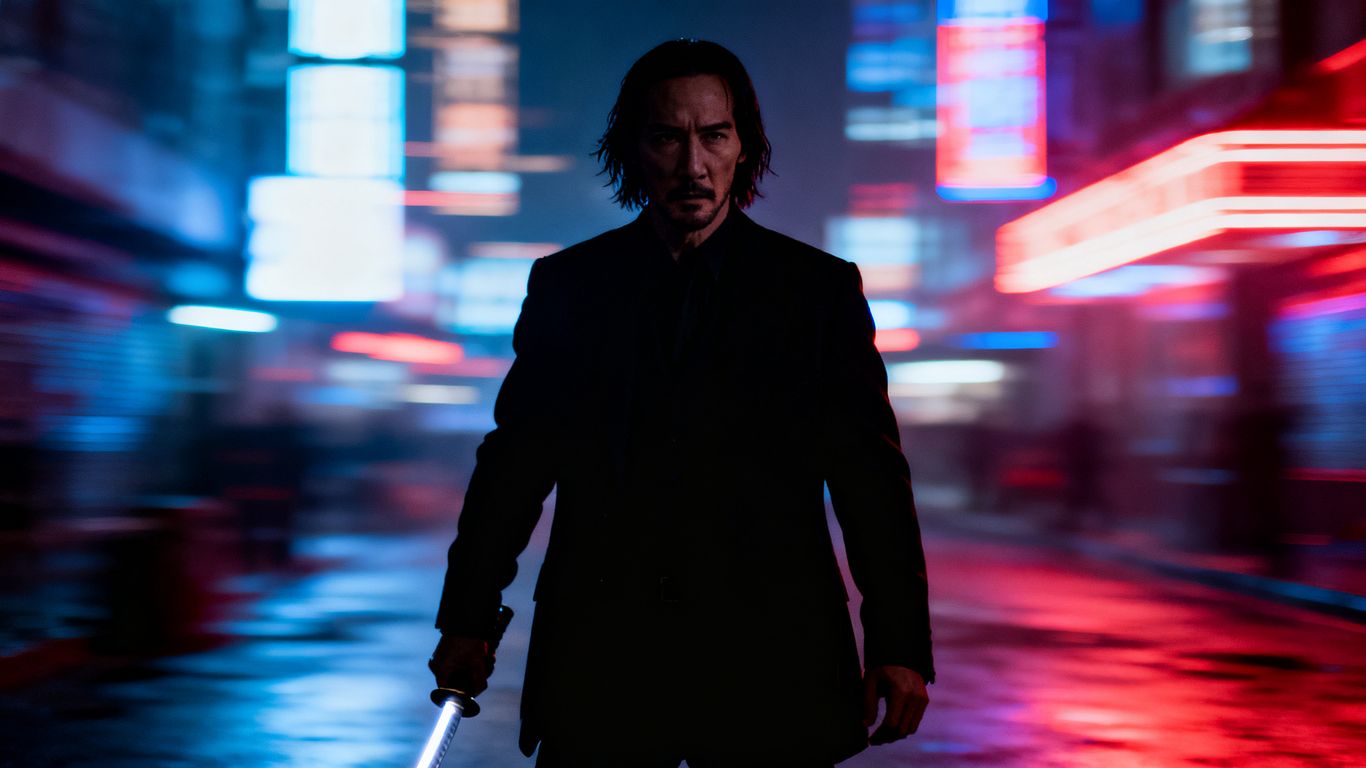 Caine from John Wick universe, ready for action.