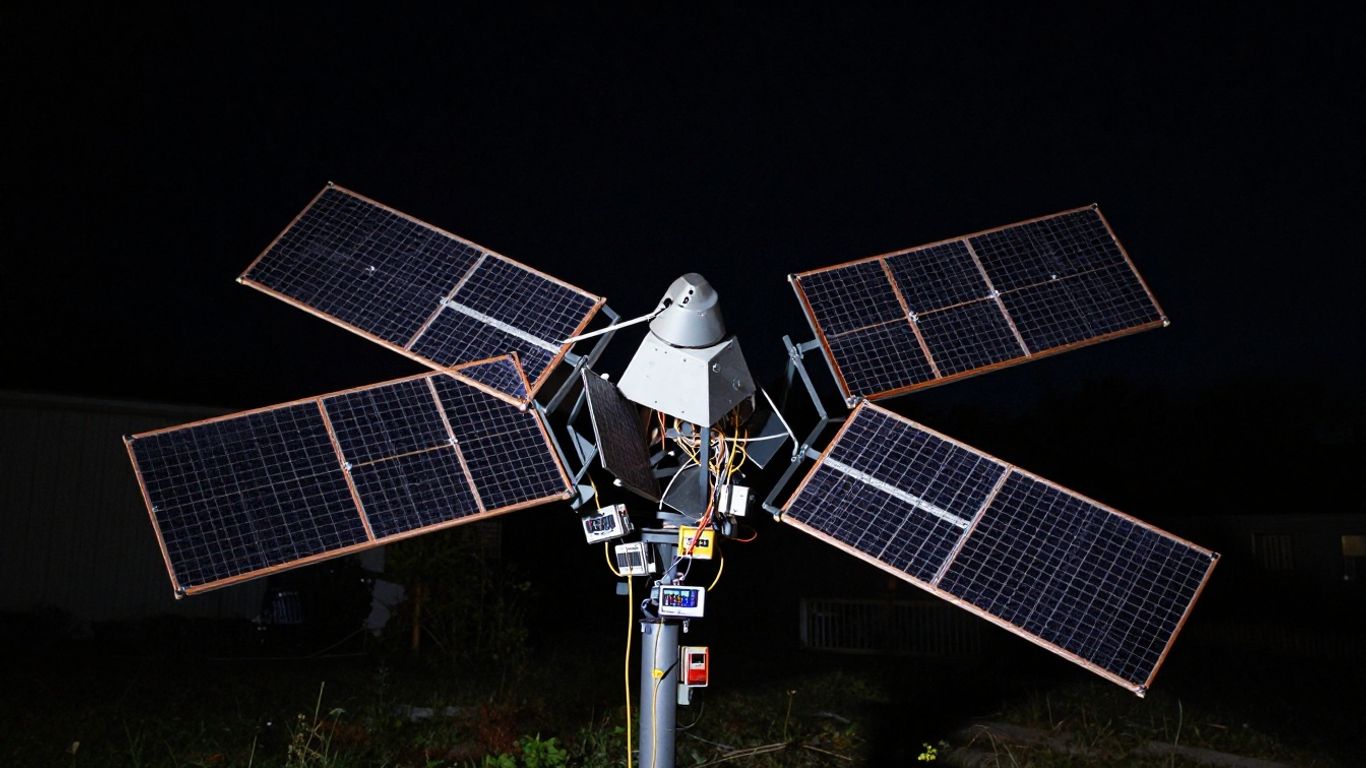 Starlink dish with power backup during an outage.