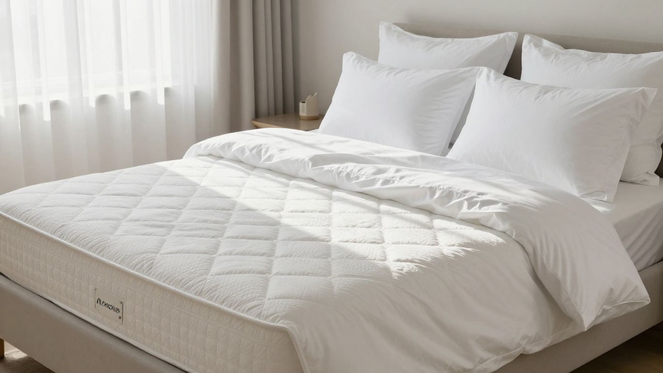 Luxurious bedroom with crisp white Parachute bedding.