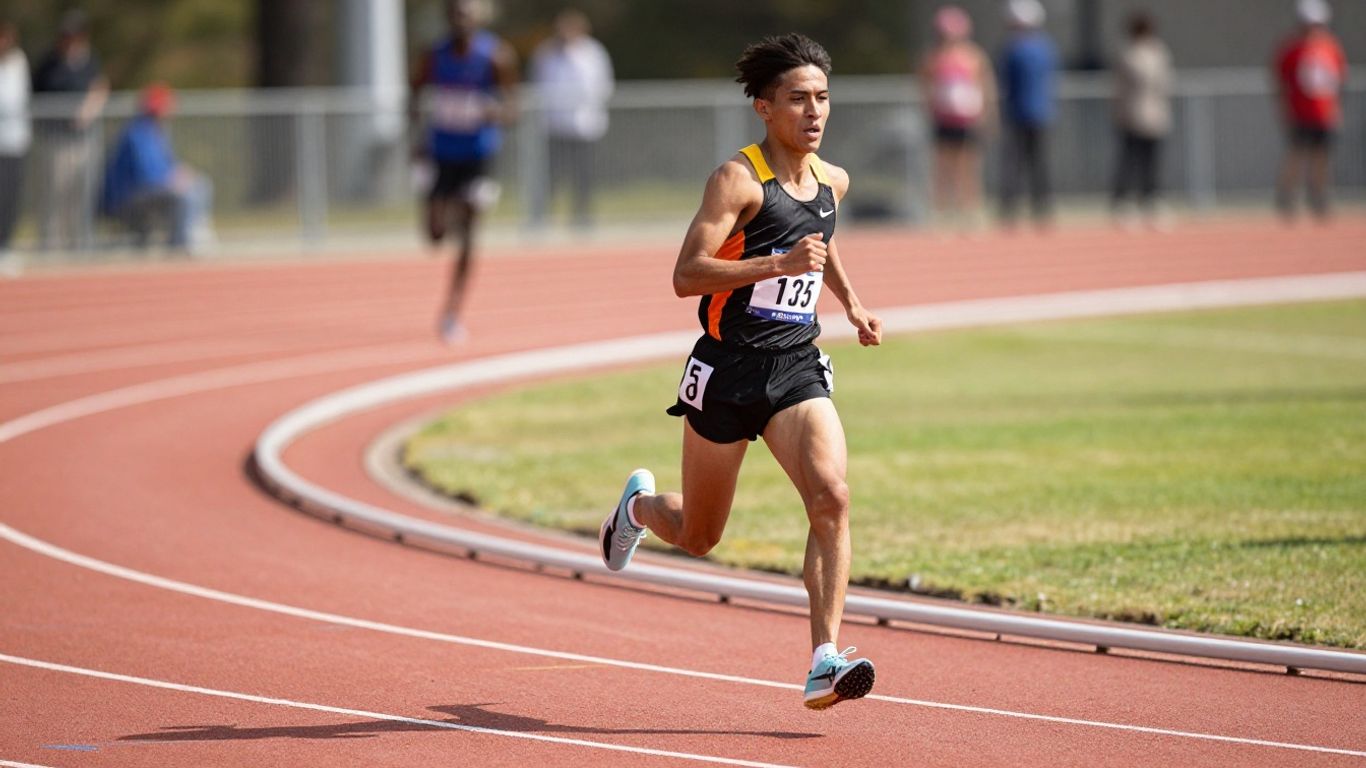 Runner on a track during a 1500m race.