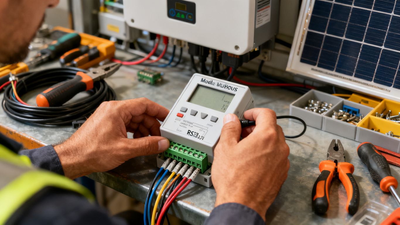 Interface de configuration d’un compteur Modbus solaire