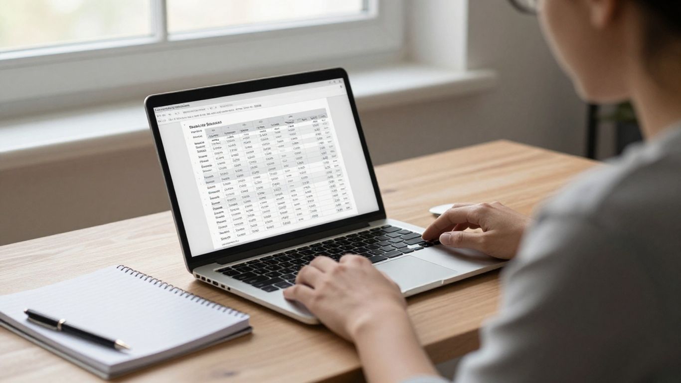 Online banking account statement on laptop