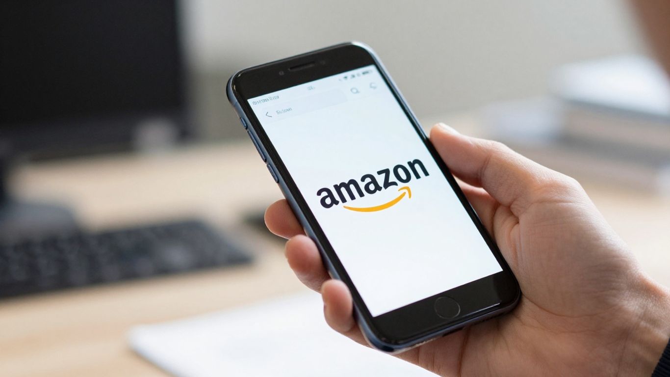 Amazon logo on a smartphone screen