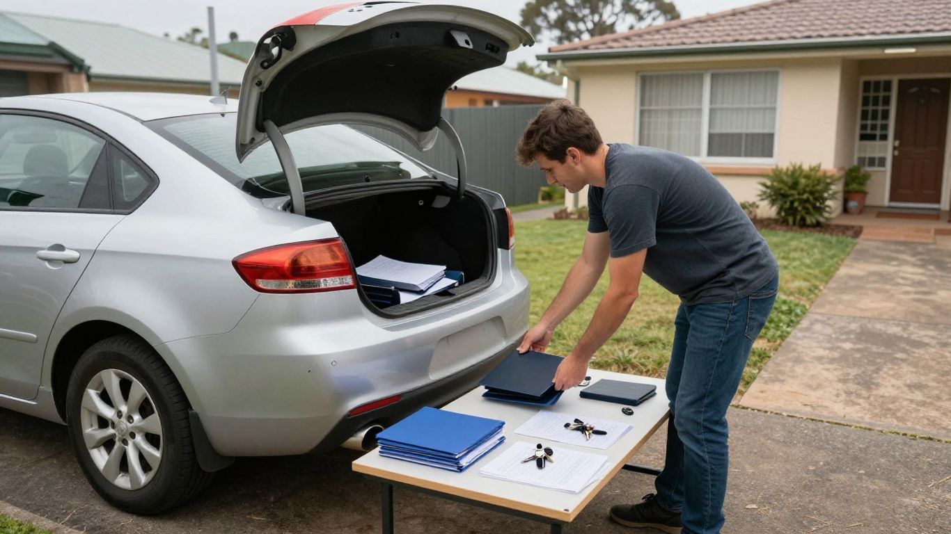 Owner preparing an old car for collection