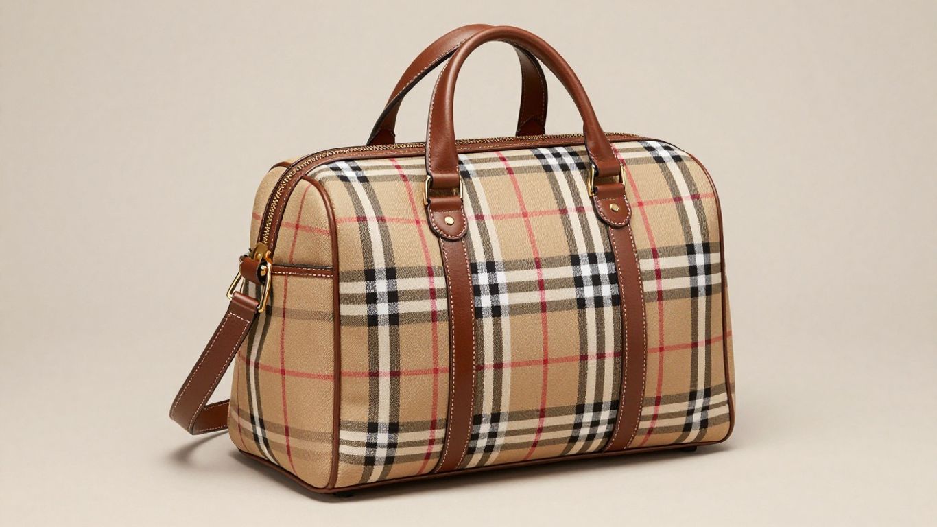 Iconic Burberry diaper bag with nova check pattern.