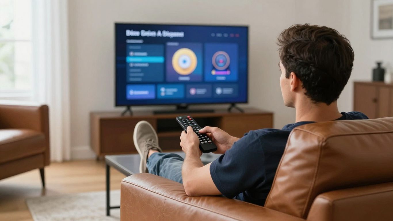 A man relaxing on a sofa watching television