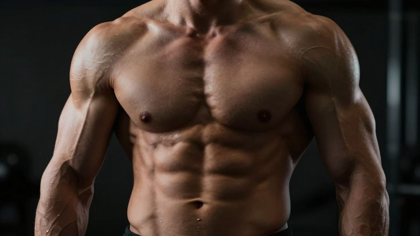 Muscular physique with glowing skin and defined muscles.