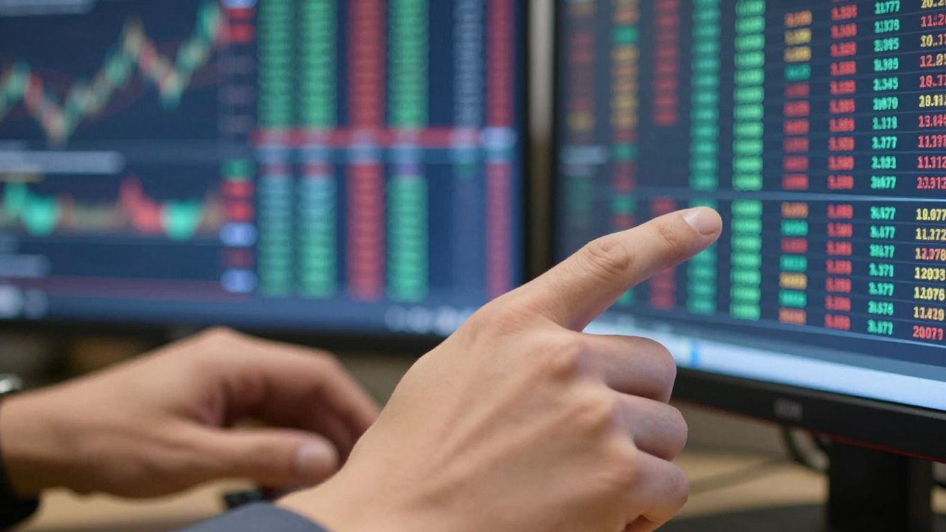 Forex scalping strategy trader hands on screen.