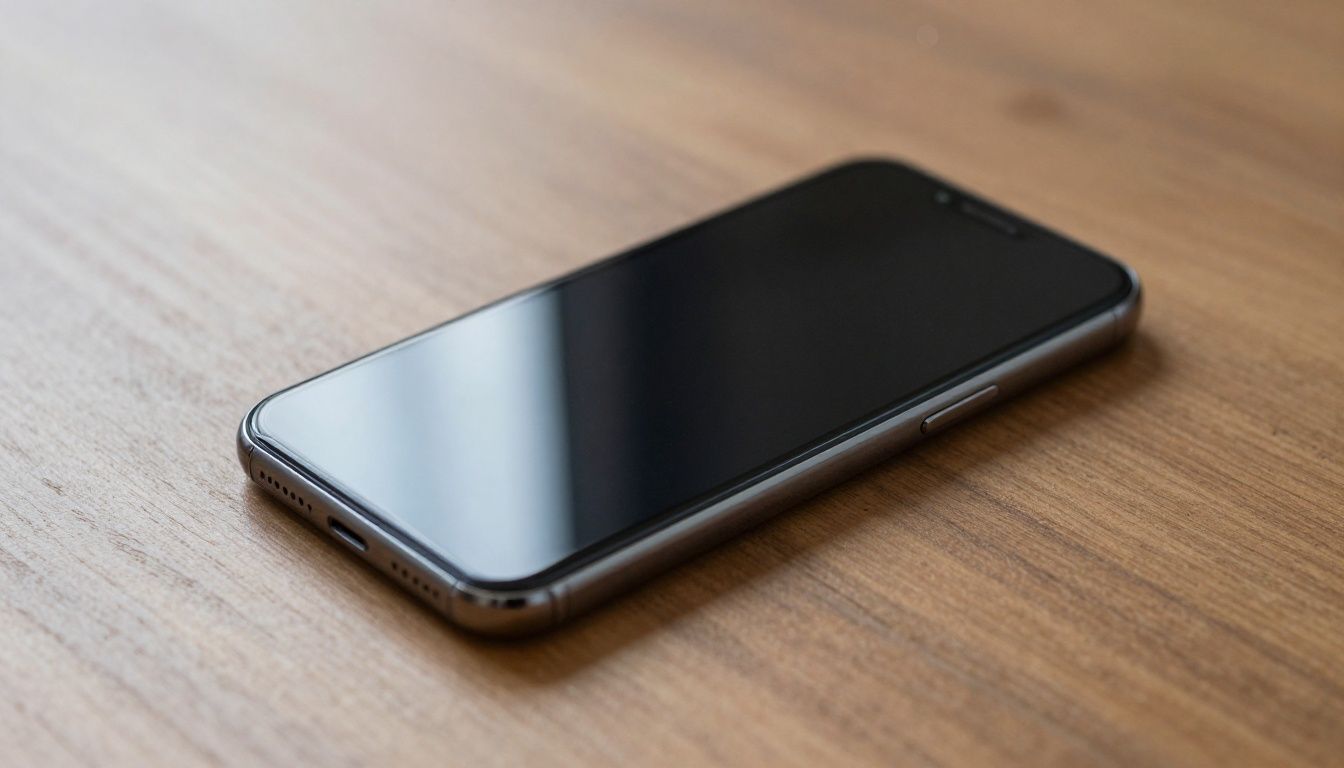 A generic, modern smartphone resting on a wooden desk, with a subtle visual effect suggesting it is overheating.